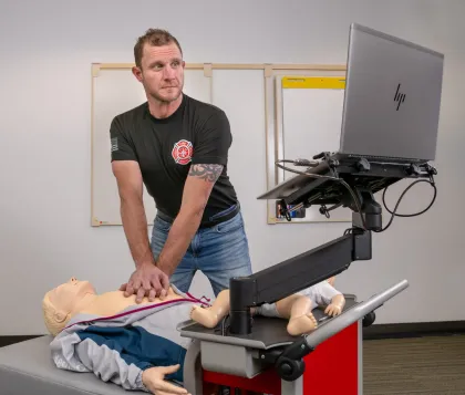 BLS manikin station in clinical training environment